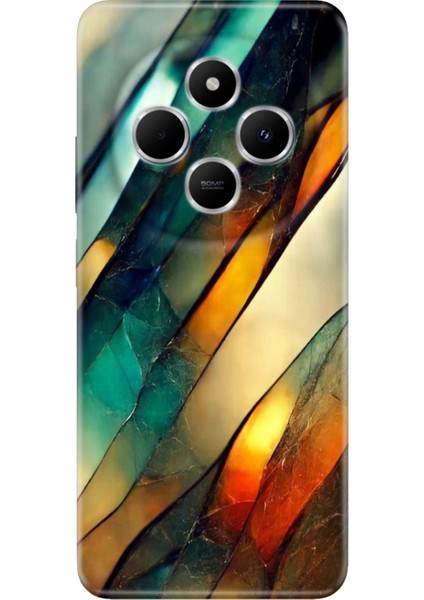 Xiaomi Redmi 14C Kılıf Renkli Rubber Desenli Silikon Flora Mermer