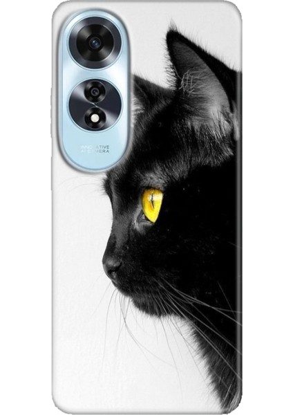 Oppo A60 Kılıf (CPH2631) Uyumlu Silikon Desenli Kalıplı Ermer Kedi Bakışı