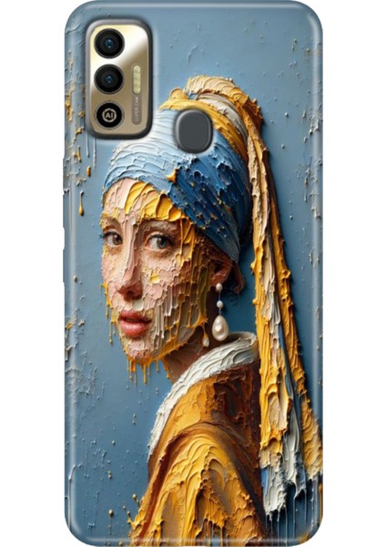 Tecno Spark 7 - 7t Kılıf Renkli Temalı Tecno Desenli Silikon Inciküpeli