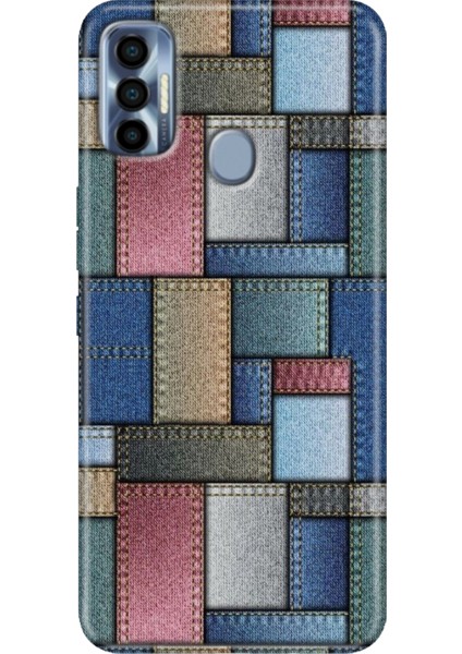 Tecno Spark 7 Pro Kılıf Renkli Silikon Jean Pattern