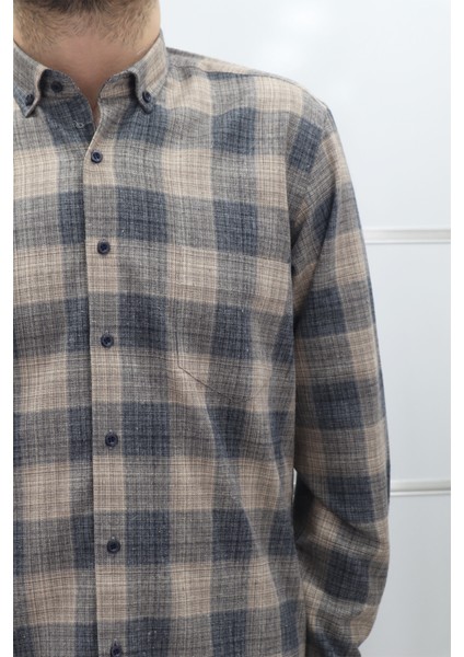 Fistan Store Erkek Ekose Kareli Klasik Kesim Rahat Kalıp Tek Cepli Kışlık Kaşmir Gömlek fiyatları