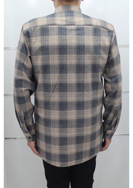 Fistan Store Erkek Ekose Kareli Klasik Kesim Rahat Kalıp Tek Cepli Kışlık Kaşmir Gömlek modelleri