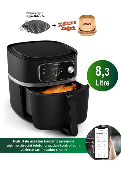 7000 Serisi Xxl Airfryer & Fritöz , Wı-Fı Uzaktan Bağlantı, 2kg, 8.3l Kapasiteli Hazne Rapid Combiair, Homeıd ile 22 Pişirme Fonksiyonu