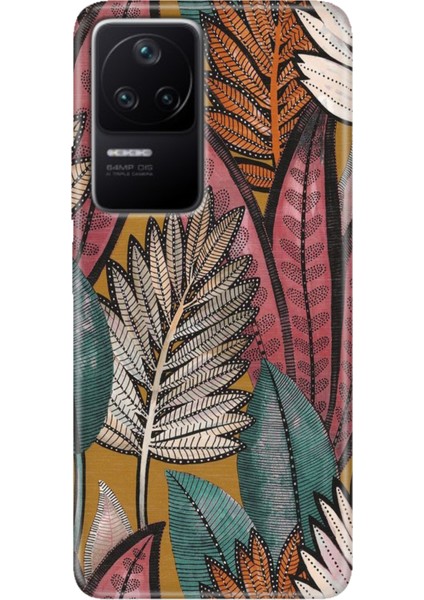 Xiaomi Poco F4 Kılıf Desenli Kapak Renkli Ermer Yapraklar