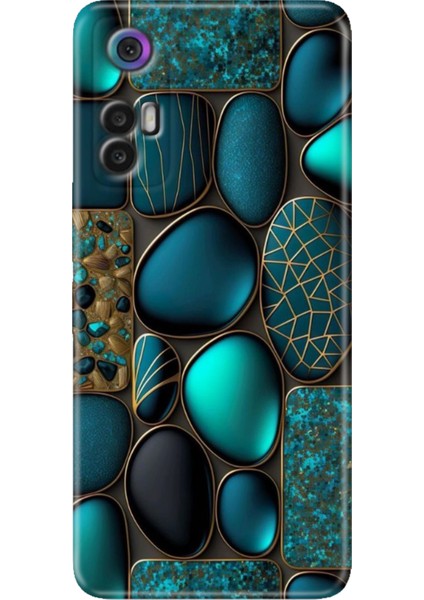 Tcl 30+ (Plus) Kılıf Silikon Renkli Resimli Arka Kapak Marble