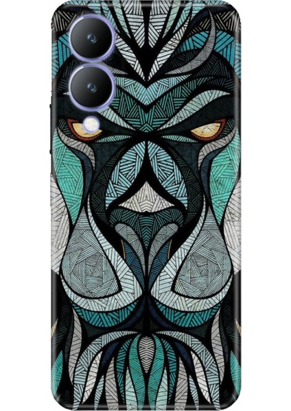 Vivo Y17S Kılıf Desenli Kapak Renkli Silikon Cvr Lion Mandala