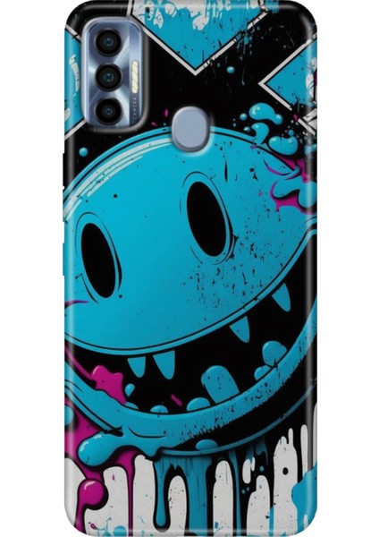 Tecno Spark 7 Pro Kılıf Renkli Silikon Vintage Wall