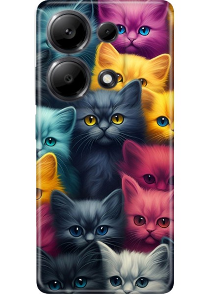 Xiaomi Redmi Note 13 Pro 4g Kılıf Renkli Tasarım Esnek Silikon Kedi Ordusu