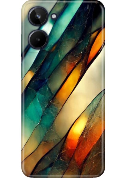Realme 10 4g Kılıf Renkli Realme 10 Silikon Flora Mermer