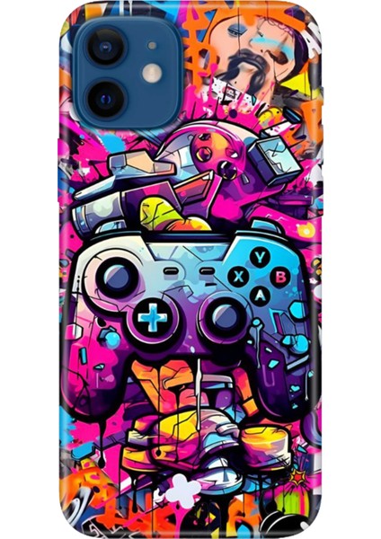 Apple iPhone 12 Kılıf Renkli Baskılı Silikon Gamer