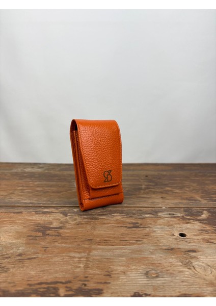 Turuncu Deri Sigaralık,sigaralık,hakiki Deri Sigaralık,sigara Kutusu Lacivert Tek Ebat Unisex