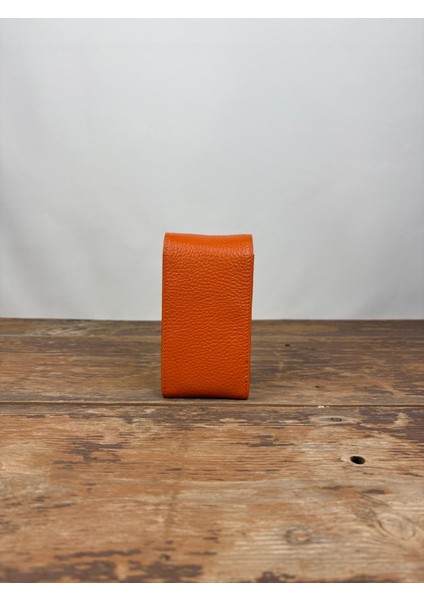 Turuncu Deri Sigaralık,sigaralık,hakiki Deri Sigaralık,sigara Kutusu Lacivert Tek Ebat Unisex