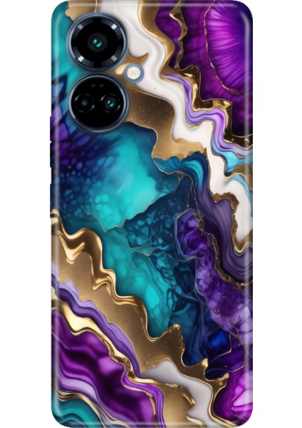 Tecno Camon 19 Pro Kılıf Renkli Temalı (CI8N) Uyumlu Silikon Keskin Ametist