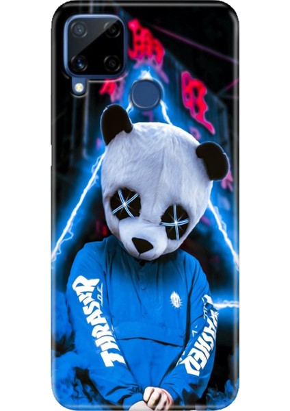 Realme C15 Kılıf Desenli Silikon Renkli Tpu Uv Cool Panda
