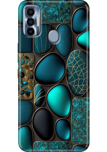 Tecno Spark 7 Pro Kılıf Renkli Silikon Marble