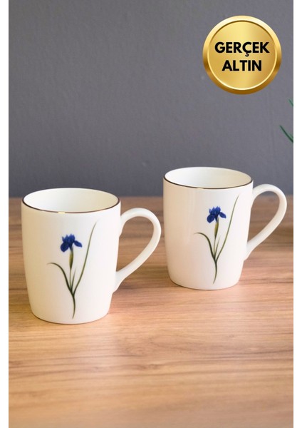 Porselen Natura Iris Kulplu Mug Kupa 9cm 220ML 2 Li