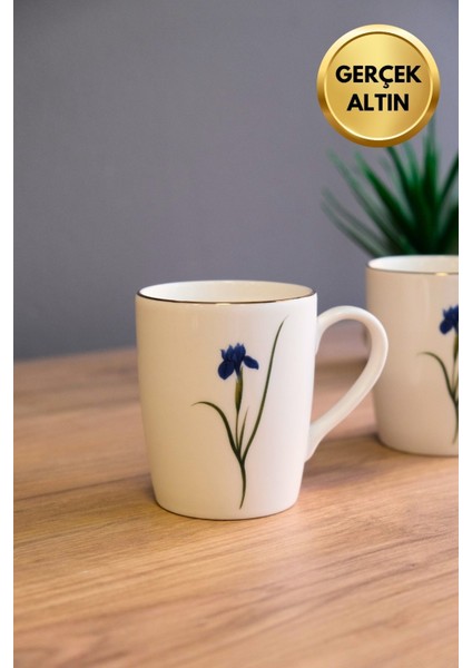 Porselen Natura Iris Kulplu Mug Kupa 9cm 220ML 2 Li modelleri