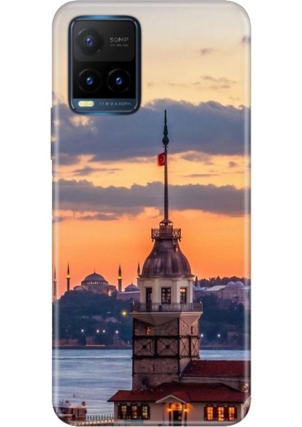 Vivo Y21S Uyumlu Kapak Kılıf Desenli Kapak Renkli Tpu Uv Kız Kulesi
