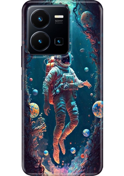 Vivo Y22S -Y35 Kılıf Desenli Kapak Renkli Tpu Uv Astronot