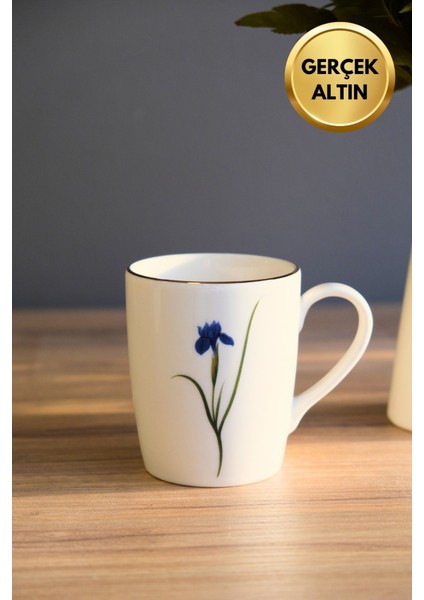 Porselen Natura Iris Kulplu Mug Kupa 9cm 220ML Tekli modelleri