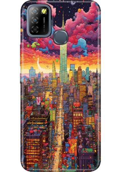 Infinix Smart 5 Uyumlu Kılıf Renkli Smart 5 Silikon Retro Newyork