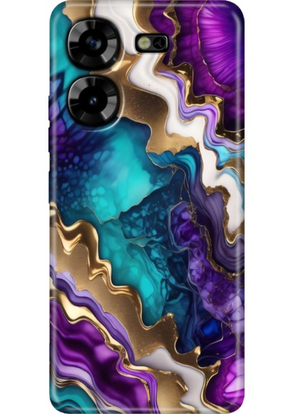 Tecno Pova 5 Kılıf Renkli Esnek Silikon Keskin Ametist