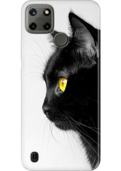 Realme C21Y - Realme C25Y Kılıf Desenli Kapak Renkli Tpu Uv Kedi Bakışı