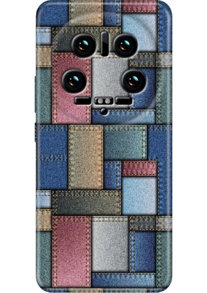 Xiaomi Mi 14 Ultra Kılıf Renkli Rubber Desen Silikon Jean Pattern