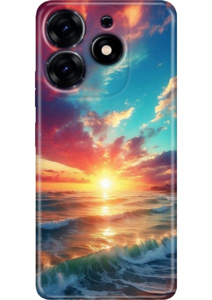 Tecno Spark 20 - 20C Kılıf Renkli Temalı Tarz Silikon Okyanus
