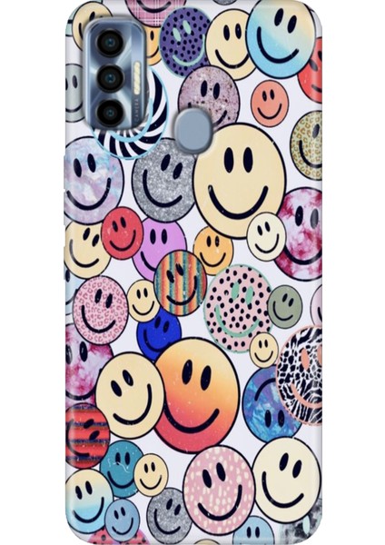 Tecno Spark 7 Pro Kılıf Renkli Silikon Emojix