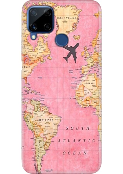 Realme C15 Kılıf Desenli Silikon Renkli Tpu Uv Map