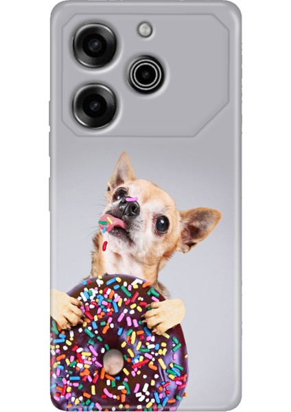 Tecno Pova 6 Pro Kılıf Renkli Baskı Yumuşak Kapak Esnek Silikon Donut Dog