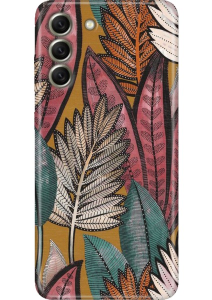 Samsung Galaxy S21 Fe Kılıf Desenli Kapak Renkli Tpu Uv Yapraklar