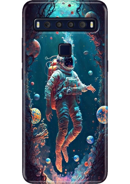 Tcl 10L Kılıf Baskılı 6.53" Silikon Renkli Resimli Arka Kapak Astronot