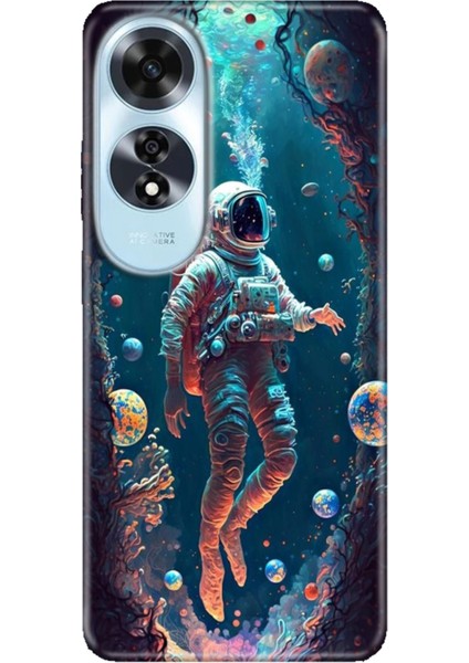 Oppo A60 Kılıf (CPH2631) Uyumlu Silikon Desenli Kalıplı Ermer Astronot