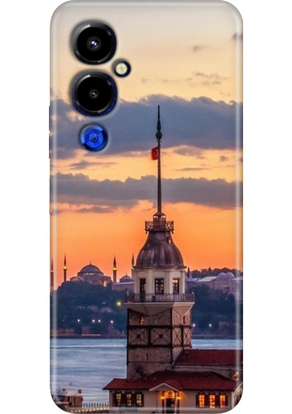 Tecno Pova 4 Pro Kılıf Renkli Temalı Pova 4 Pro Silikon Kız Kulesi