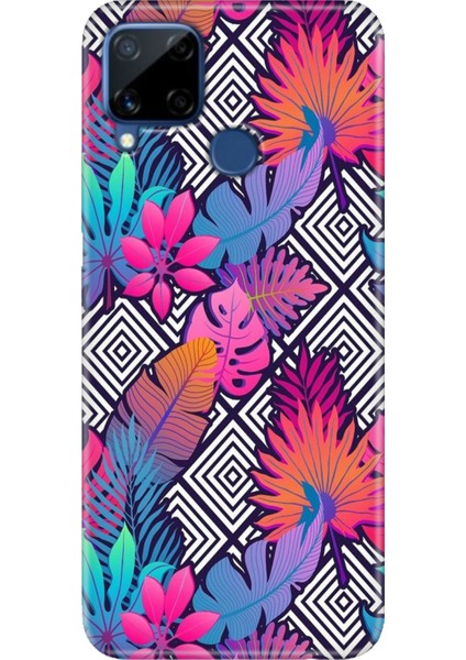 Realme C15 Kılıf Desenli Silikon Renkli Tpu Uv Botanik