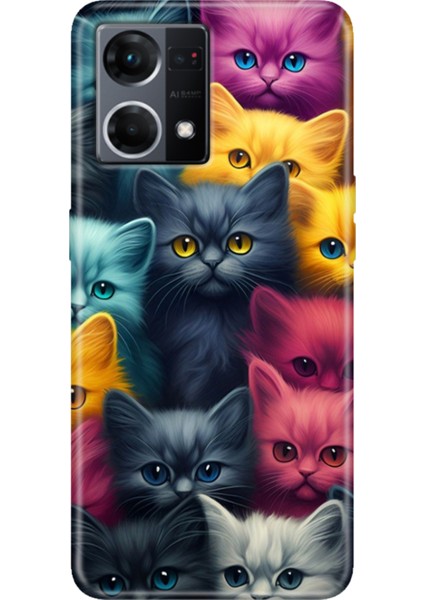 Oppo Reno 7 Kılıf (CPH2363) Desenli Silikon Kampanyalı Kapak Kedi Ordusu