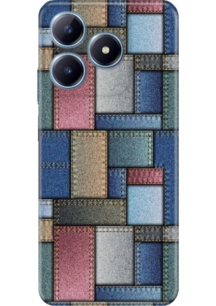 Realme C63 Kılıf Renkli Baskılı Silikon Jean Pattern