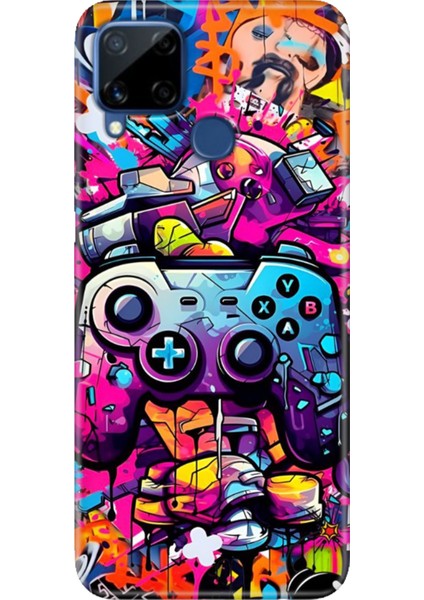 Realme C15 Kılıf Desenli Silikon Renkli Tpu Uv Gamer