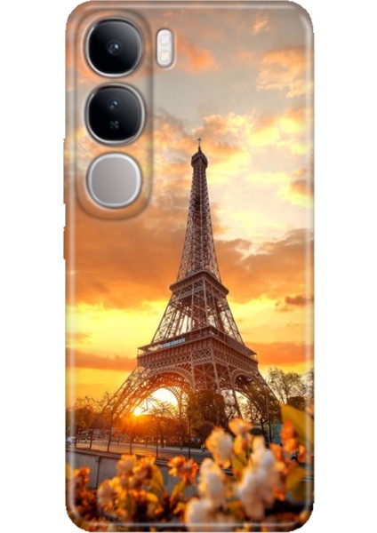 Vivo V40 Lite Uyumlu Kılıf Renkli Esnek Silikon Eyfel