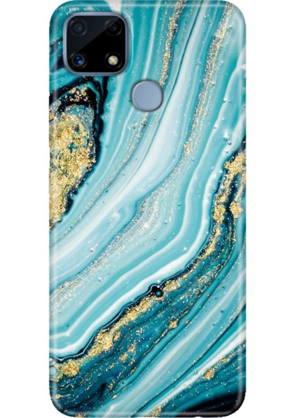 Realme C25 Kılıf Desenli Silikon Renkli Phone Case Simli Taş