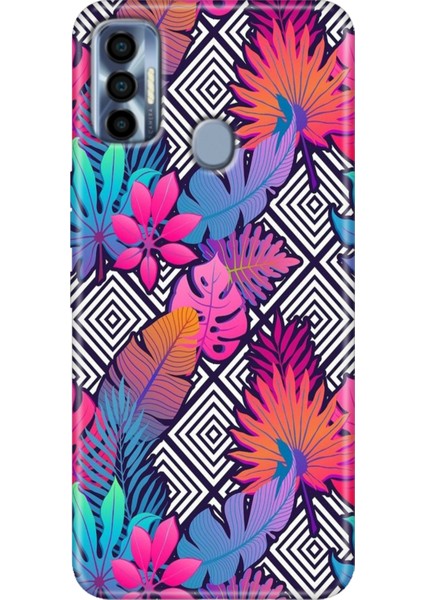Tecno Spark 7 Pro Kılıf Renkli Silikon Botanik