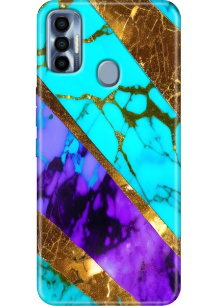 Tecno Spark 7 Pro Kılıf Renkli Silikon Nezih Mermer