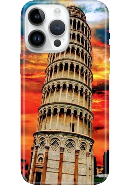 iPhone 16 Pro Max Kılıf Silikon Desenli Baskılı Cover Pizza Kulesi