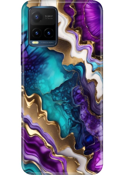Vivo Y21S Uyumlu Kapak Kılıf Desenli Kapak Renkli Tpu Uv Keskin Ametist