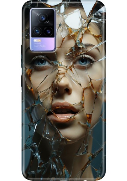 Vivo V21 Kılıf Resimli Desenli Silikon Esnek Uyumlu Kapak Cam Kırığı