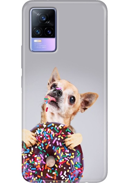Vivo V21 Kılıf 6.44 Inc Desenli Silikon Esnek Uyumlu Kapak Donut Dog