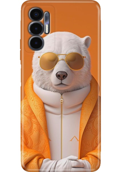 Tecno Pova 3 Kılıf (LF7N) Uyumlu Renkli Baskı Desen Esnek Silikon Stil Bear