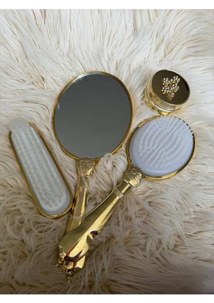 Kristal Inci Dal Detaylı Gelin Ayna Tarak Seti – Lüks Çeyizlik Hediyelik Kutulu Premium Set fiyatları